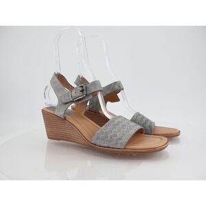 Sofft Garin Womens Wedge Sandals Size 11 M Grey Leather Slingback Shoes